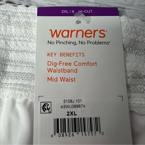 Warners 2X No Pinching, No Problems Dig-Free Comfort Waist Lace Microfiber Panty - Picture 6 of 7